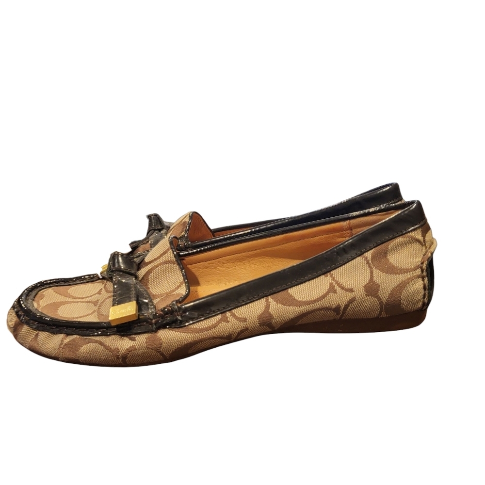Coach Frida Signature Logo Monogram Canvas Driving Loafer Size 8.5 B - Picture 2 of 8